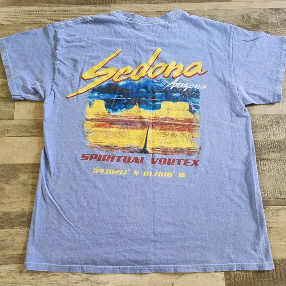 Spiritual Vortex Sedona Arizona T-Shirt Size M Blue  Short Sleeve Graphic Tee - Picture 4 of 9